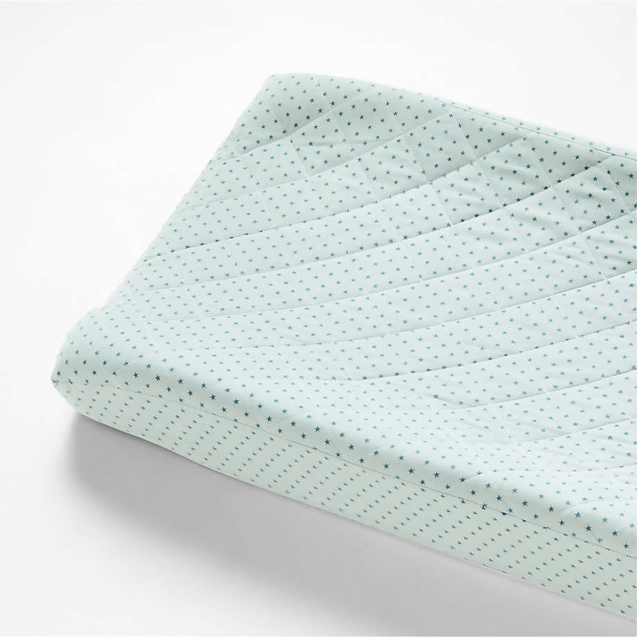 Modern Star Organic Brushed Cotton Blue Baby Changing Pad Cover Crate
