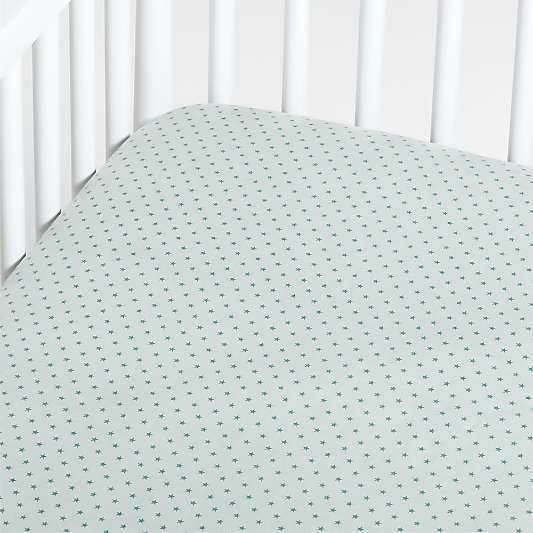 Modern Star Organic Brushed Cotton Blue Baby Crib Fitted Sheet