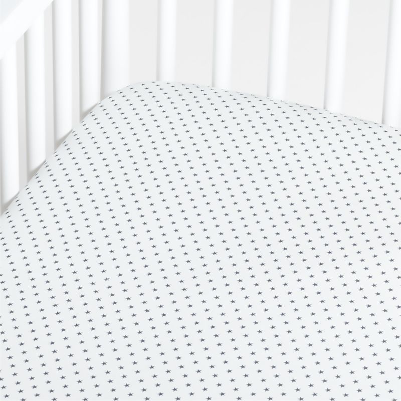 Modern Star Organic Brushed Cotton Black and White Baby Crib Fitted Sheet - image 0 of 5