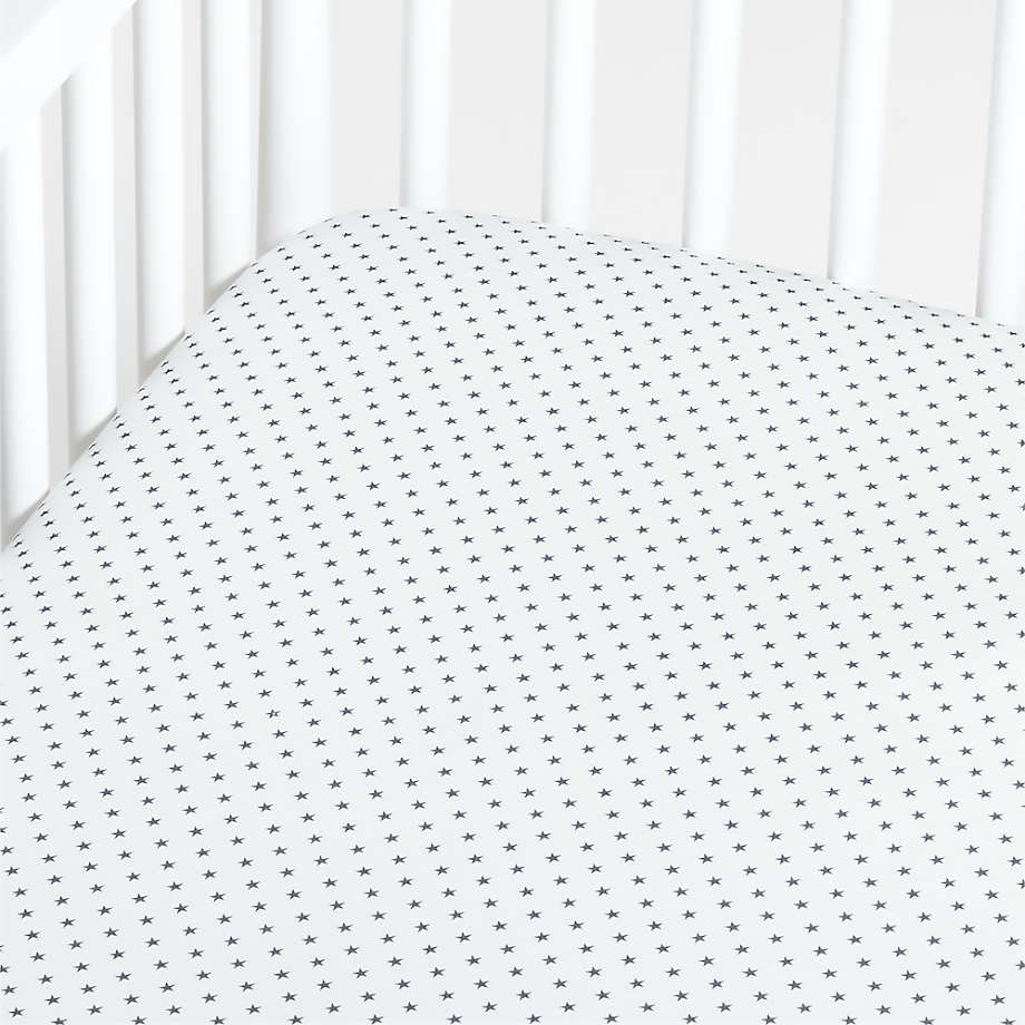 Modern Star Organic Brushed Cotton Black and White Baby Crib Fitted