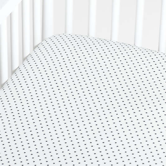 Modern Star Organic Brushed Cotton Black and White Baby Crib Fitted Sheet