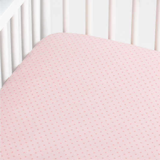 Modern Star Organic Brushed Cotton Pink Baby Crib Fitted Sheet