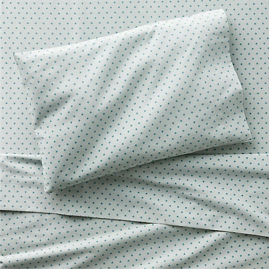 Modern Star Organic Brushed Cotton Blue Toddler Sheet Set