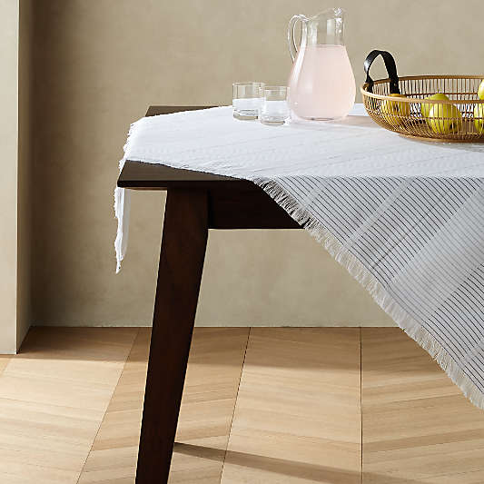 Modern Stripe Fringe Square Table Throw