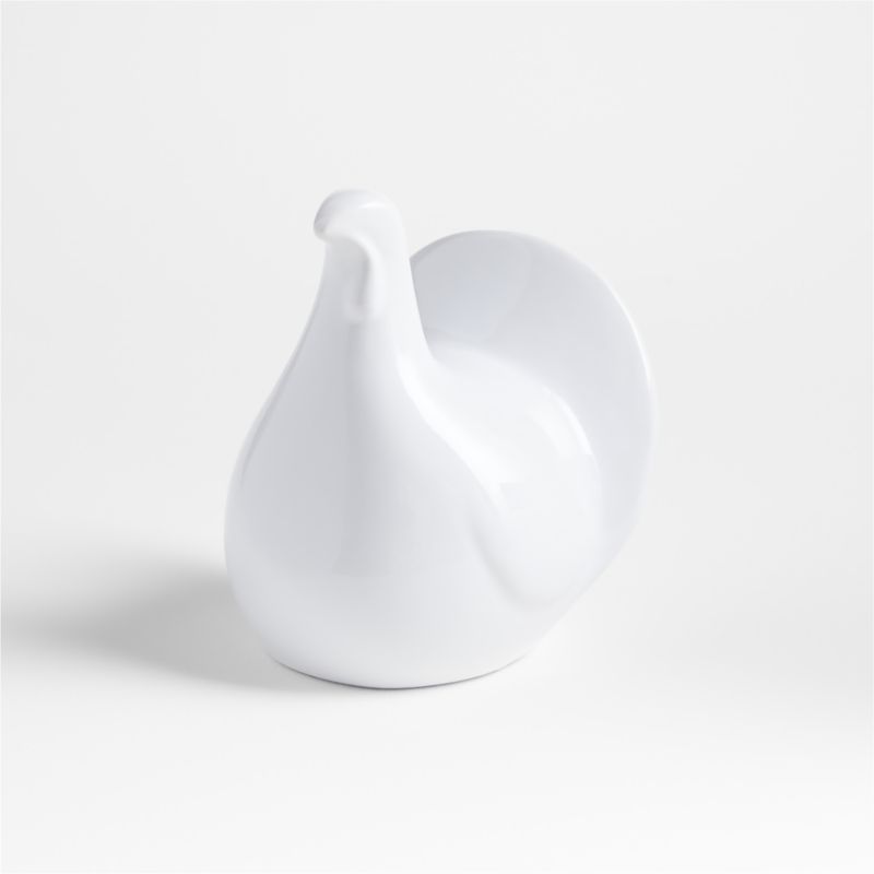 Modern White Ceramic Thanksgiving Baby Turkey Sculpture - image 0 of 7