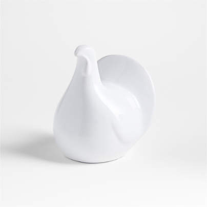 Modern White Ceramic Thanksgiving Baby Turkey Sculpture