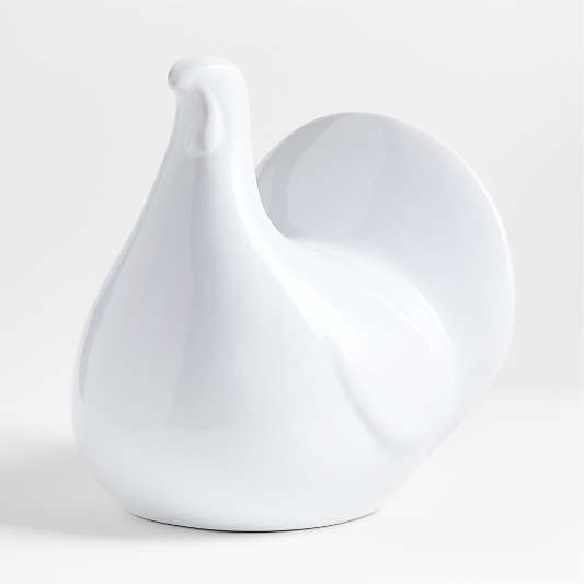 Modern White Ceramic Thanksgiving Turkey Sculpture