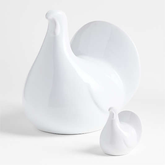 Modern White Ceramic Thanksgiving Turkey Sculptures