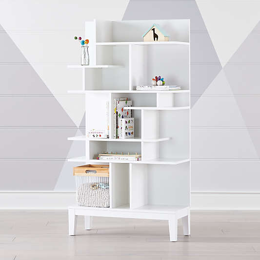 Maze Tall White Geometric Bookcase