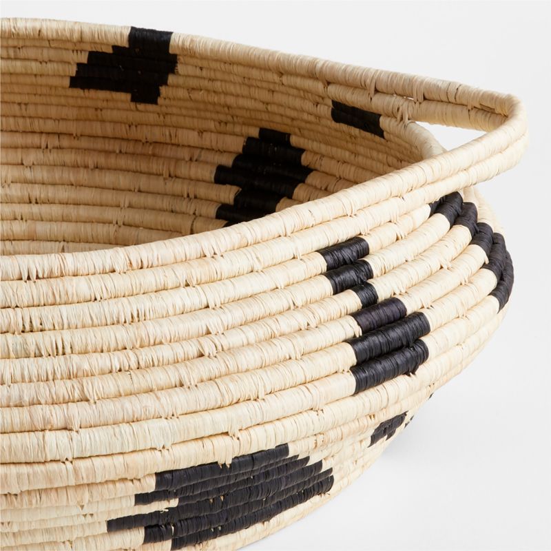 Raffia Sweetgrass Black and Beige Minimalist Decorative Bowl 24"