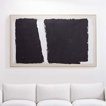 "Dark Modern Moment" Framed Hand-Painted Raw Canvas Wall Art 49"x81"