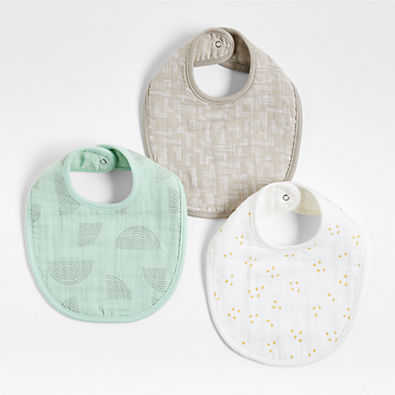 View Mint Modern Organic Baby Bibs, Set of 3 details