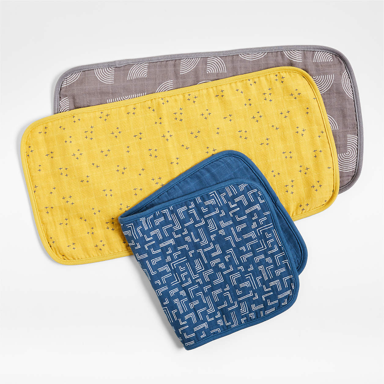 Blue Modern Organic Baby Burp Cloths, Set of 3 + Reviews Crate & Kids
