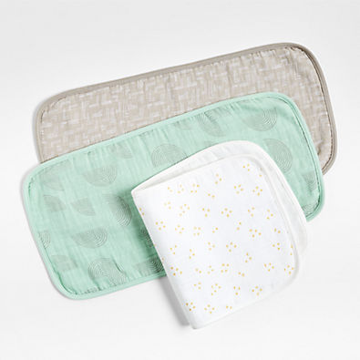 View Mint Modern Organic Baby Burp Cloths, Set of 3 details