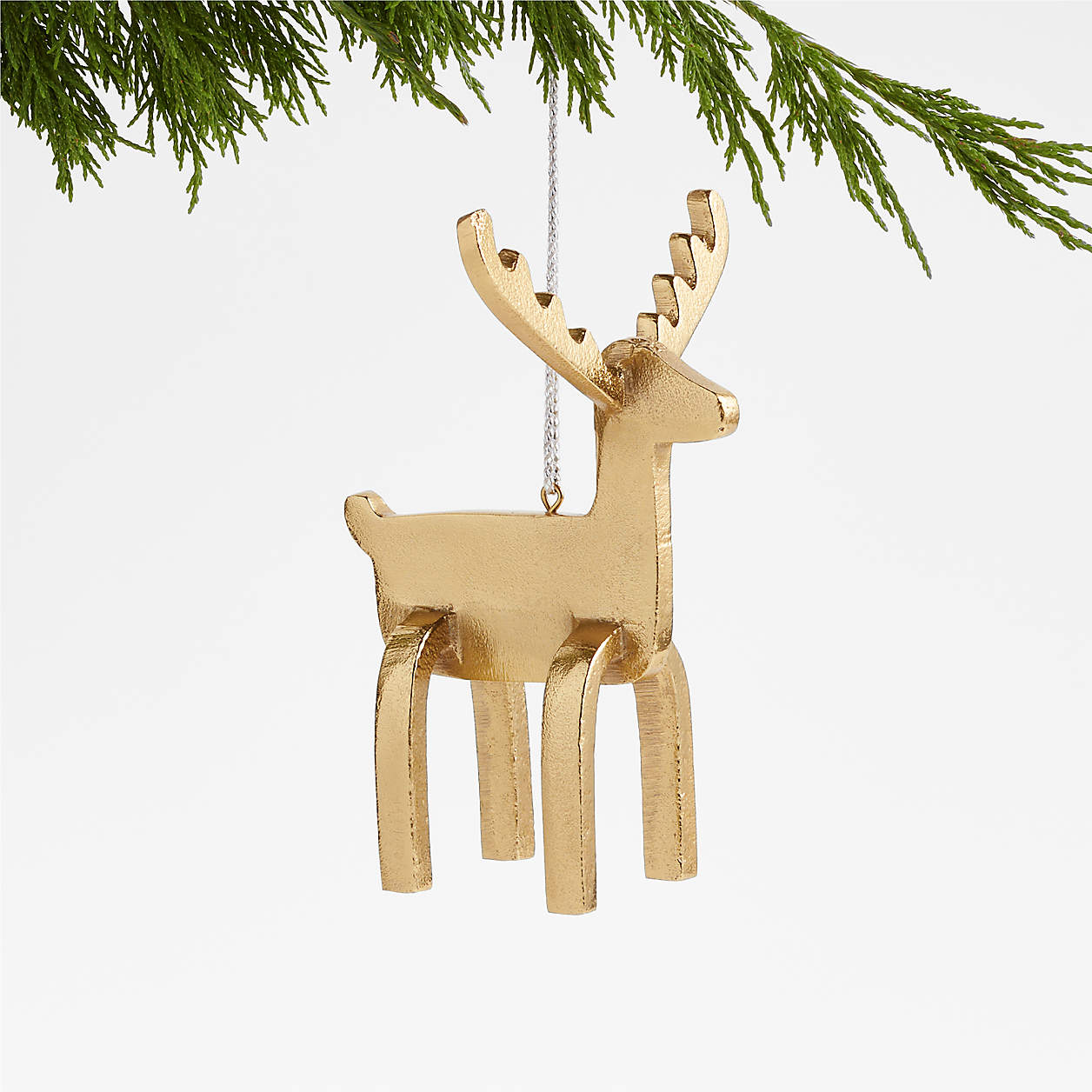 Modern Brass Reindeer Christmas Tree Ornament + Reviews | Crate & Barrel