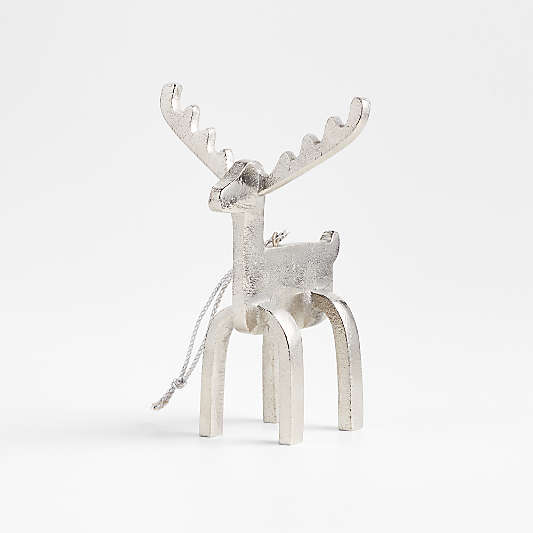 Modern Silver Reindeer Christmas Tree Ornament