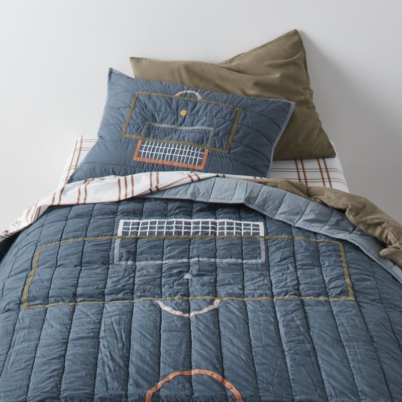 Modern Soccer Embroidered Hand-Quilted Organic Cotton Kids Pillow Sham - image 6 of 10