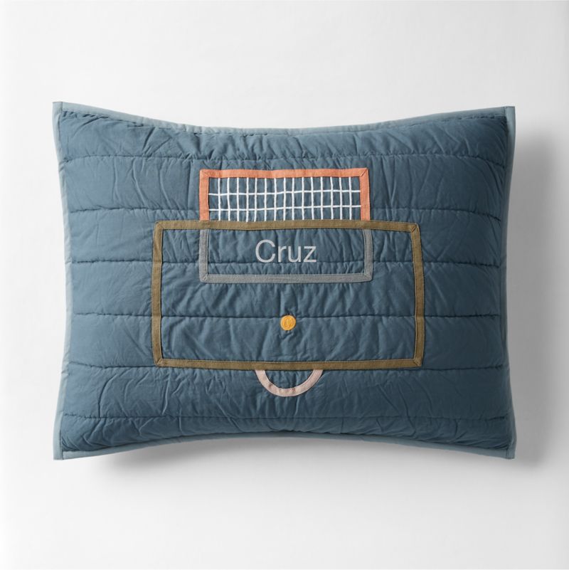 Modern Soccer Embroidered Hand-Quilted Organic Cotton Kids Pillow Sham - image 7 of 10