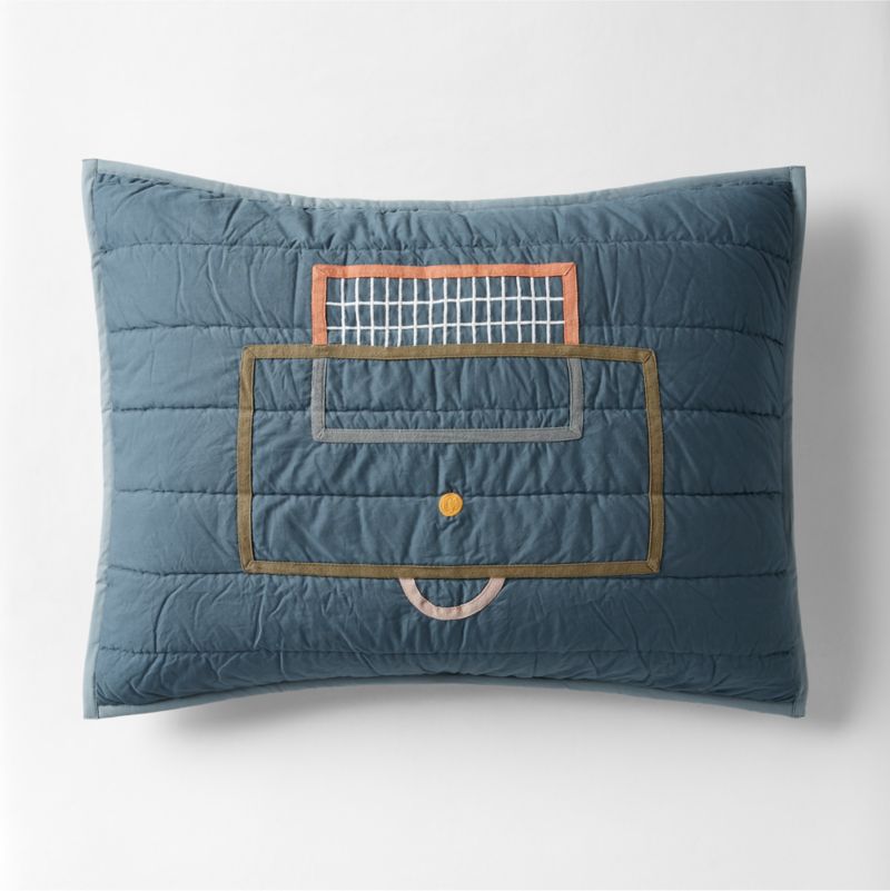 Modern Soccer Embroidered Hand-Quilted Organic Cotton Kids Pillow Sham - image 0 of 10