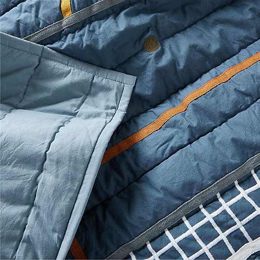 Modern Soccer Embroidered Hand-Quilted Kids Twin Quilt
