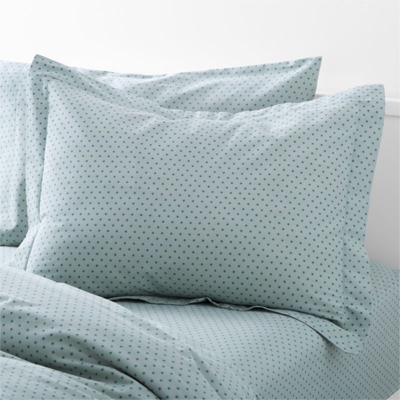 Modern Star Kids Organic Brushed Cotton Blue Pillow Sham - image 0 of 8