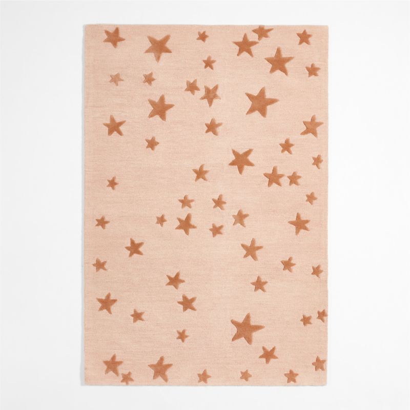 Modern Star Wool Elegant Pink Kids Area Rug 5x8