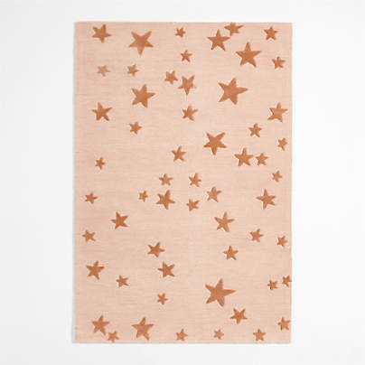 Modern Star Wool Elegant Pink Kids Area Rug 5'x8'