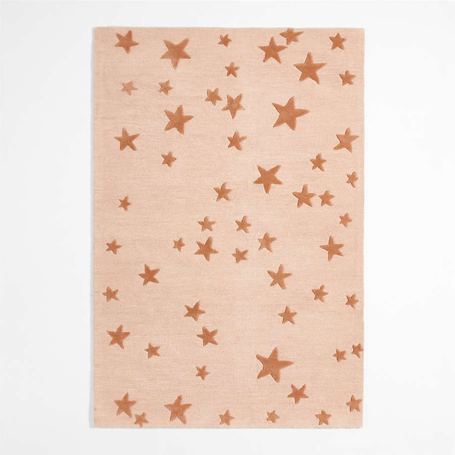 Modern Star Wool Elegant Pink Kids Area Rug 6x9 Crate & Kids