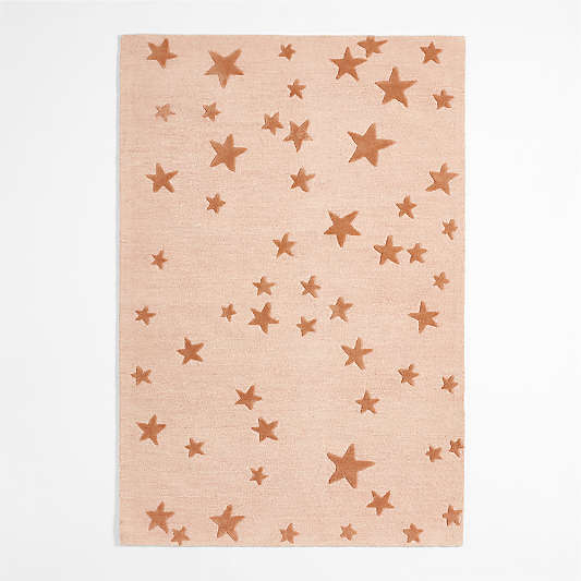 Modern Star Wool Elegant Pink Kids Area Rug 5'x8'