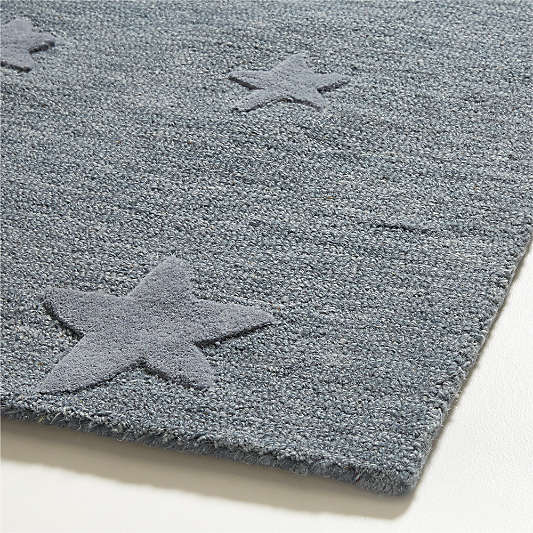 Modern Star Wool Slate Blue Kids Area Rug