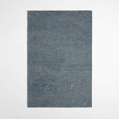 Modern Star Wool Slate Blue Kids Area Rug 5'x8'