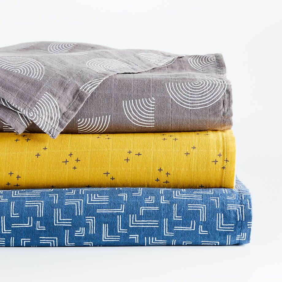Blue Modern Organic Baby Swaddle Blankets, Set of 3 + Reviews Crate