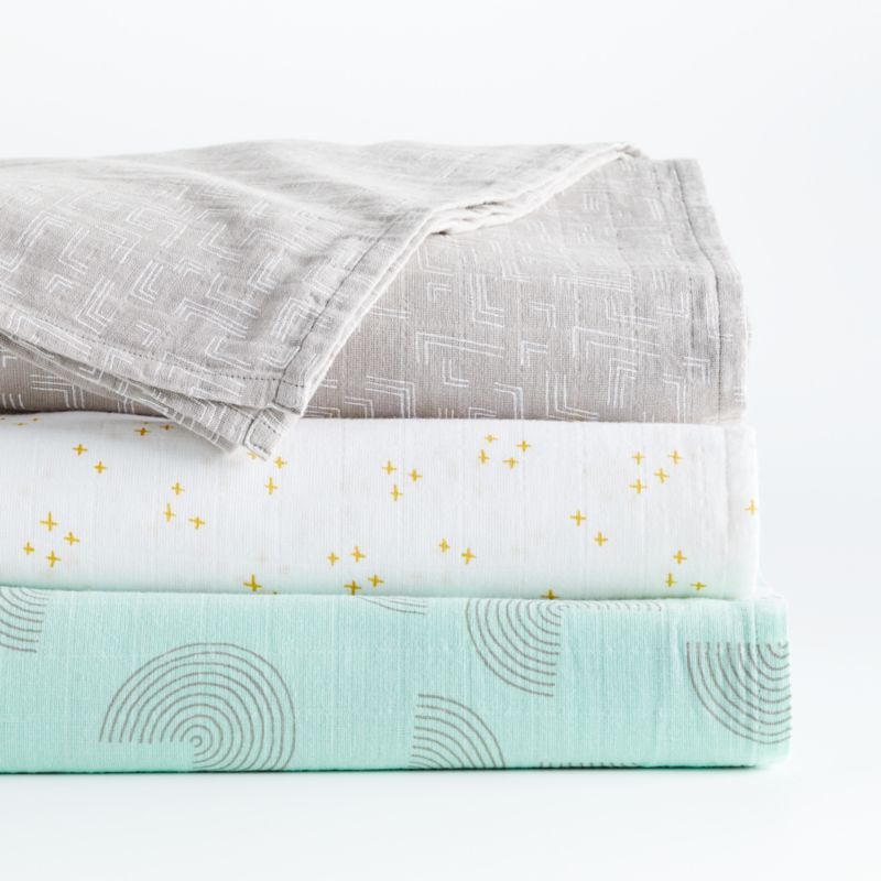 Mint Modern Organic Baby Swaddle Blankets, Set of 3