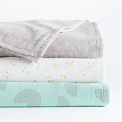 View Mint Modern Organic Baby Swaddle Blankets, Set of 3 details