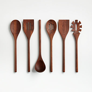 View Modern Walnut Utensils, Set of 6 details