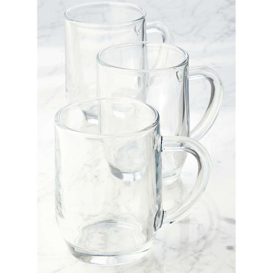 Large Glass Coffee Mugs Set of 4 Clear 15 Oz With Handles For Hot