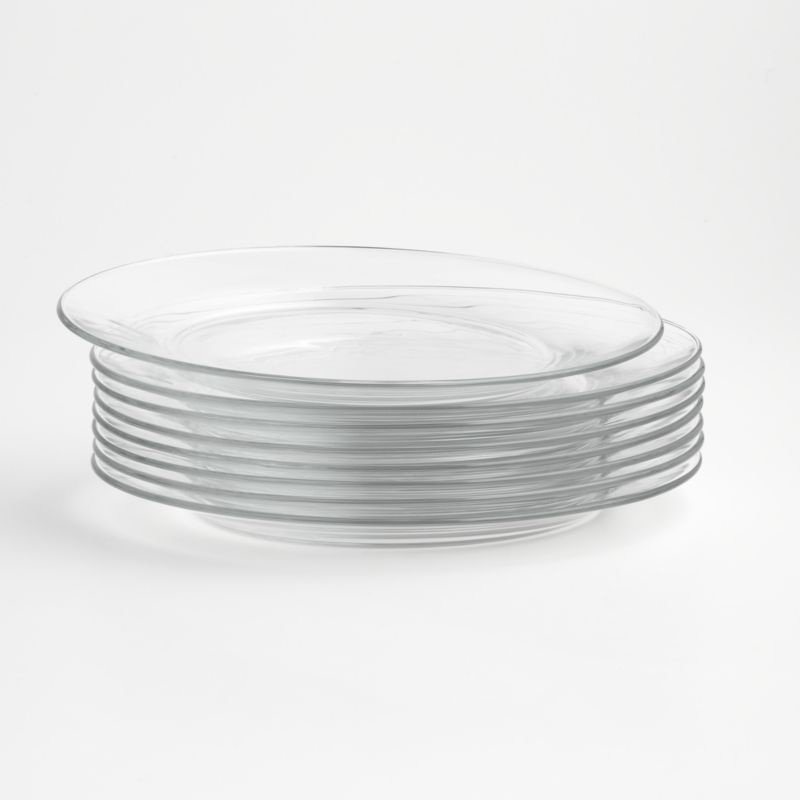 Moderno Glass Dinner Plates Set of Eight Crate Barrel