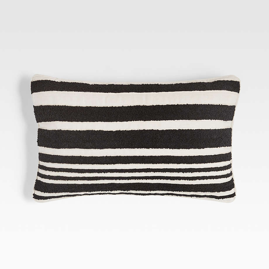 Mohave 20"x13" Wide Black Stripe Indoor/Outdoor Lumbar Pillow + Reviews | Crate & Barrel