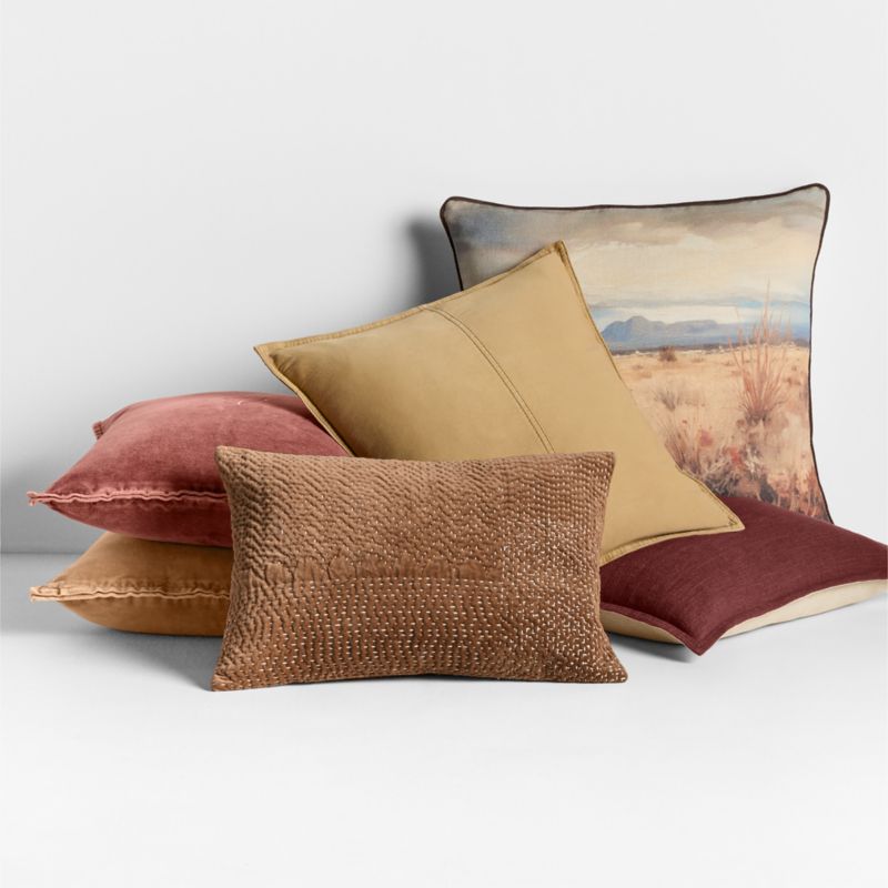 Chestnut Red 20"x20" Organic Laundered Linen Throw Pillow with Feather Insert - image 5 of 7