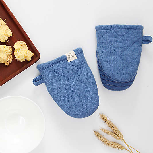 Monaco Dutch Blue Cotton with Silicone grip Mini Mitt, Set of 2