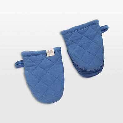 View Monaco Dutch Blue Cotton with Silicone grip Mini Mitt, Set of 2 details