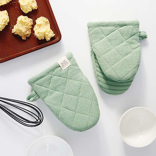 Monaco Mineral Green Cotton with Silicone grip Mini Mitt, Set of 2