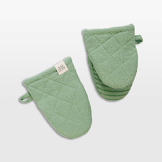 Monaco Mineral Green Cotton with Silicone grip Mini Mitt, Set of 2