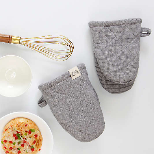 Monaco Frost Grey Cotton with Silicone Grip Mini Mitt, Set of 2