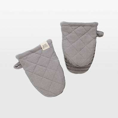 View Monaco Frost Grey Cotton with Silicone Grip Mini Mitt, Set of 2 details