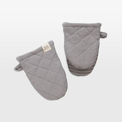 Monaco Frost Grey Cotton with Silicone Grip Mini Mitt, Set of 2