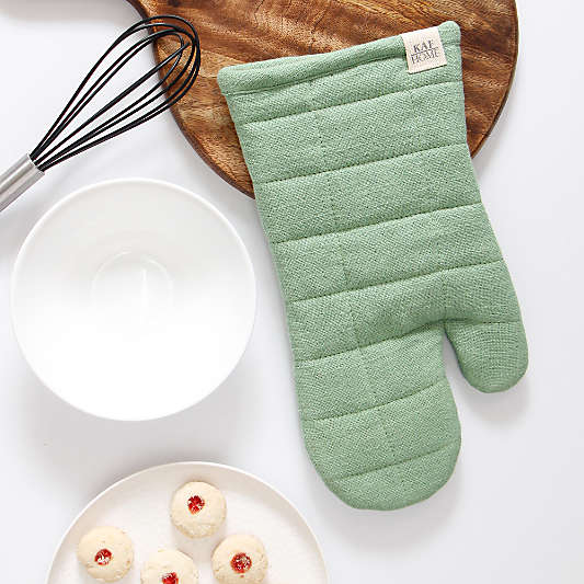 Monaco Mineral Green Quilted Cotton Oven Mitt, Set of 2