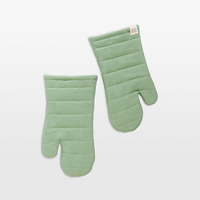 View Monaco Mineral Green Quilted Cotton Oven Mitt, Set of 2 details