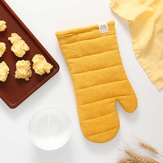 Monaco Ocher Quilted Cotton Oven Mitt, Set of 2