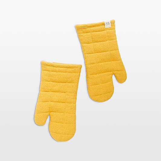 Monaco Ocher Quilted Cotton Oven Mitt, Set of 2